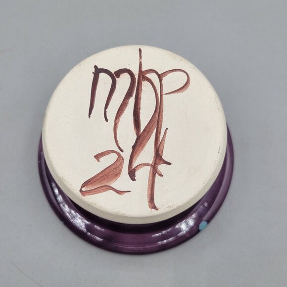 Mountain Kiln Pottery Purple & Blue Hand Thrown Vessel Candleholder Signed - Picture 7 of 7